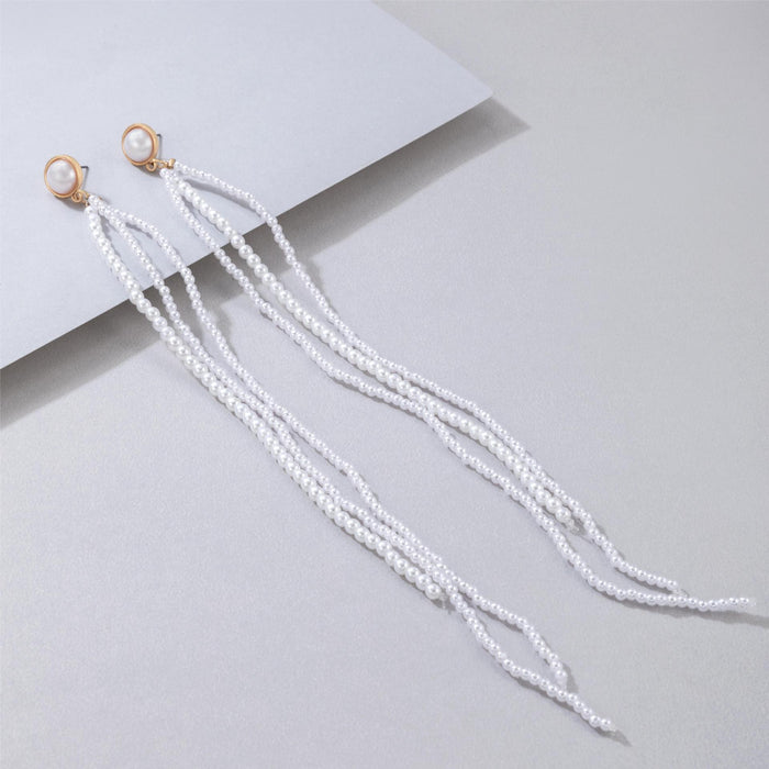 Imitation pearl tassel earrings niche light luxury earrings