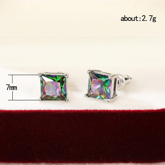 Four-claw seven-color earrings for men and women zircon earrings