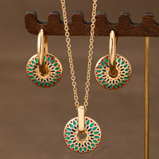 Wholesale painted daisy pattern necklace and earring sets - wallojewerly 