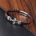 Bracelet Stainless Steel Anchor Vintage Braided Genuine Leather - wallojewerly 