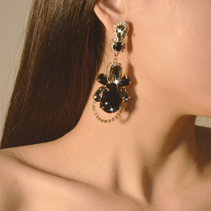 Geometric Waterdrop Rhinestone Earrings - Full Rhinestone Statement Jewelry