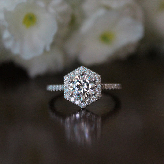 Platinum plated zircon wedding proposal ring