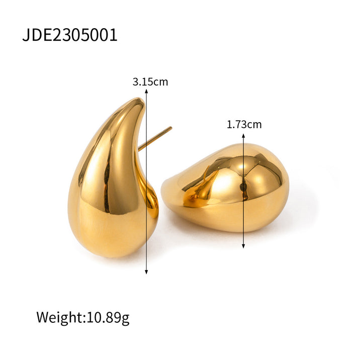 18K Gold Plated Stainless Steel Bamboo Earrings - Stylish Asymmetrical Design