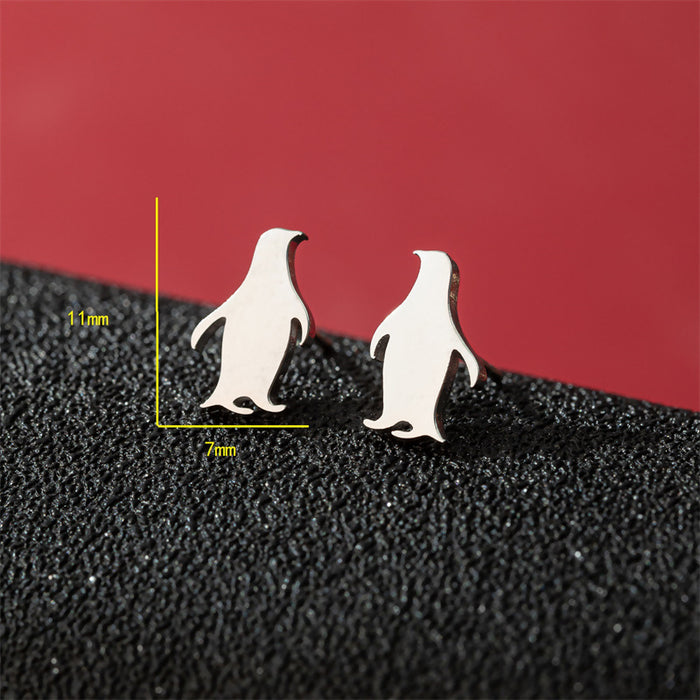 Penguin Stainless Steel Stud Earrings - Cute and Playful Animal Jewelry