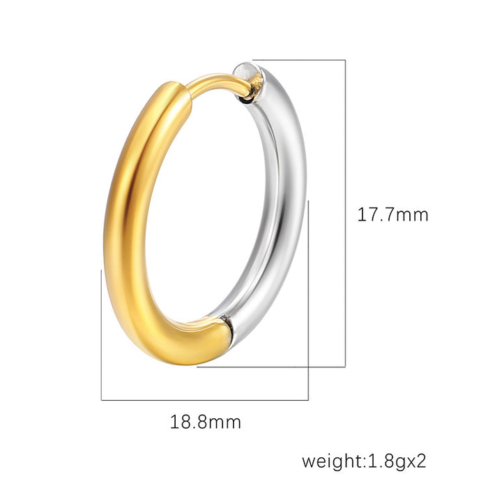 Simple round ear clip two-color twisted wire stainless steel earrings