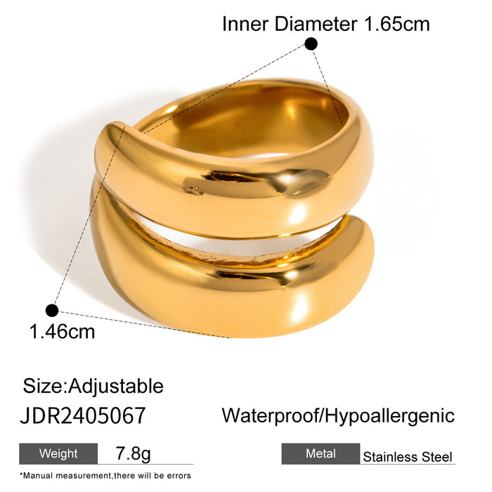 Double Layer 18K Gold Plated Stainless Steel Ring - Minimalist Design