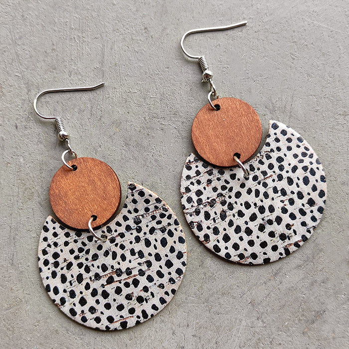 Wooden leopard print earrings