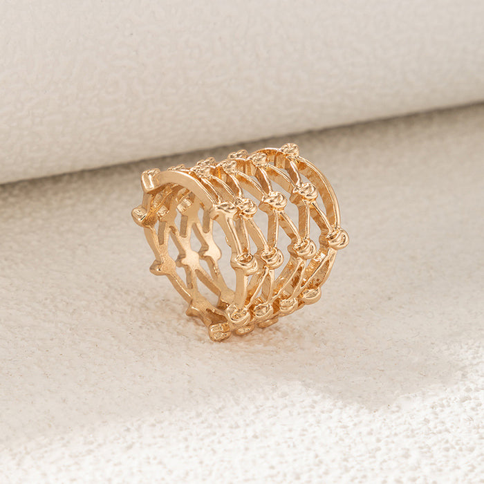 Braided Hollow Alloy Geometric Ring