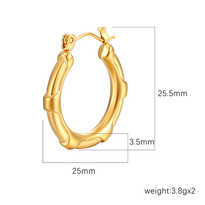 Versatile round stainless steel earrings simple women's temperament earrings