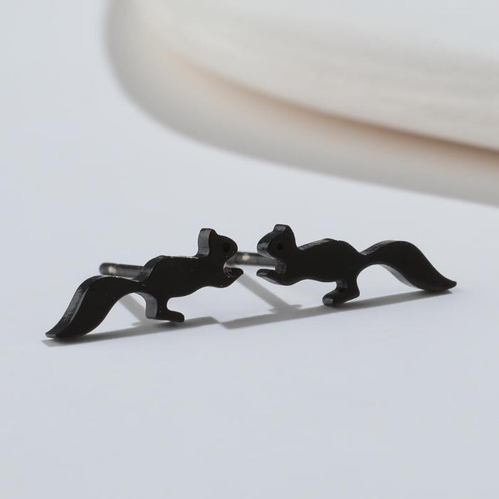 Pendientes de acero inoxidable con forma de ardilla: joyas divertidas y divertidas con forma de animal