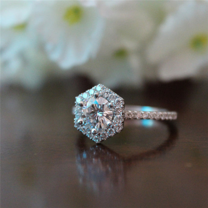 Platinum plated zircon wedding proposal ring