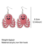 Pink octopus acrylic earrings - wallojewerly 