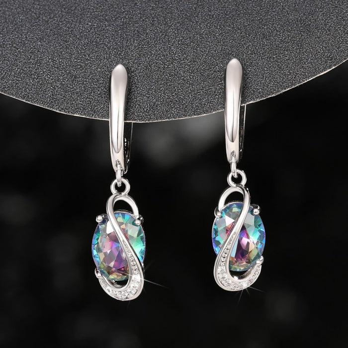 Colored stone earrings medium and long style earrings