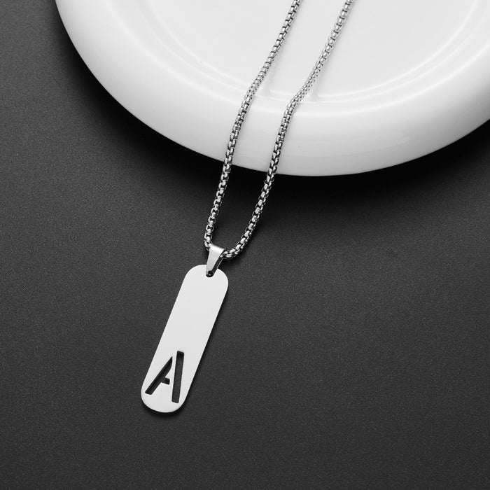 Military brand pendant necklace, European and American independent station stainless steel punk hip-hop English letter all-match chain wholesale