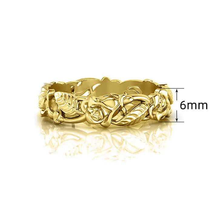 Retro flower and leaf hollow ring European and American engagement jewelry