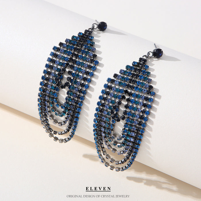 Luxury Rhinestone Tassel Earrings - Elegant Dangles for Evening Gowns