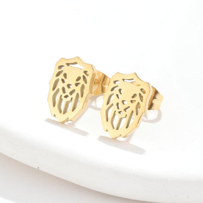 Lion Hollow Stainless Steel Earrings - Vintage and Elegant Animal Jewelry