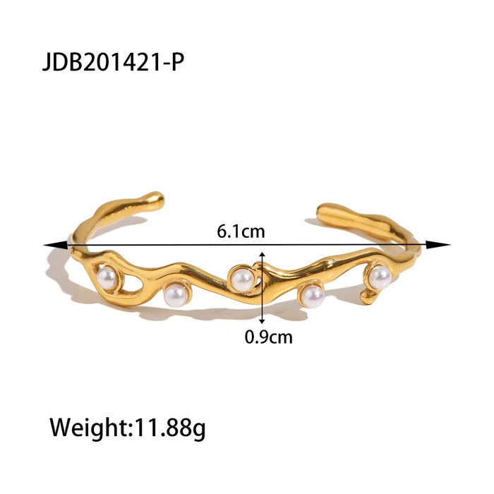 Stainless steel gold pearl bracelet open bracelet titanium steel jewelry