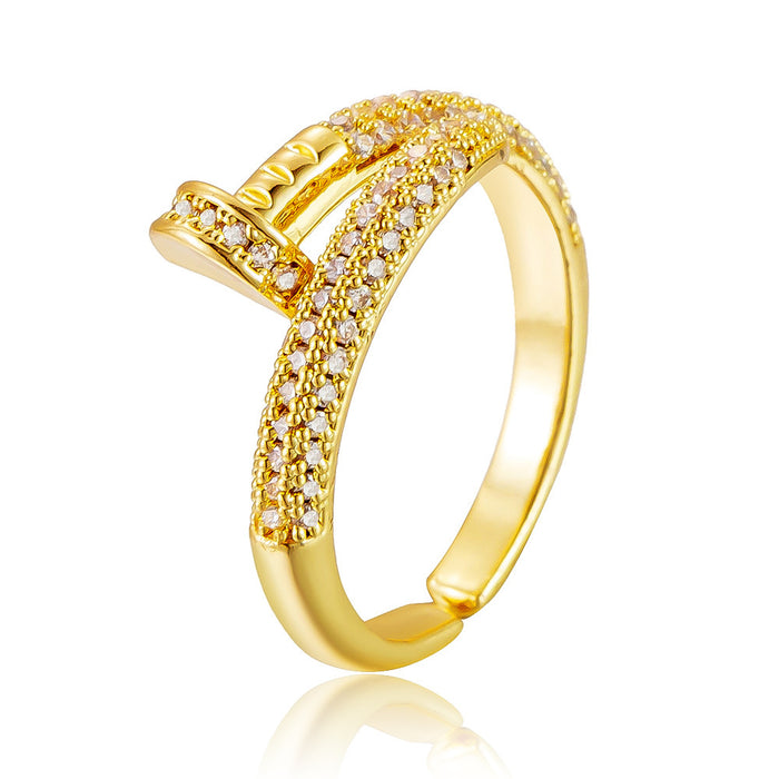 Wholesale copper micro-painted diamond nail rings