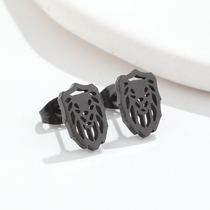 Lion Hollow Stainless Steel Earrings - Vintage and Elegant Animal Jewelry