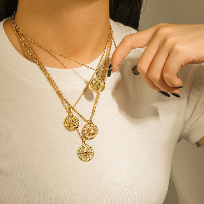Coin Pendant Necklace with Vintage Minimalist Design - Women's Fashion Sweater Chain
