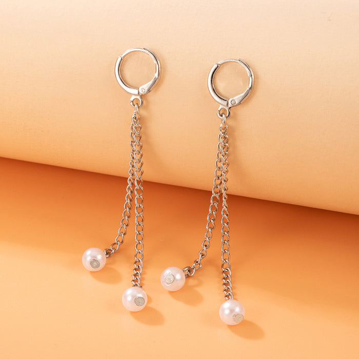 Butterfly Pearl Chain Earrings Geometric Animal Simple Earrings