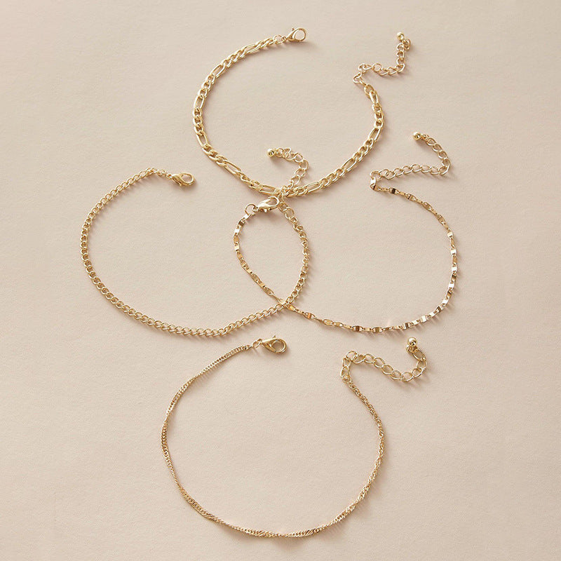 Fashion Chain Anklet Set with Simple Alloy Design