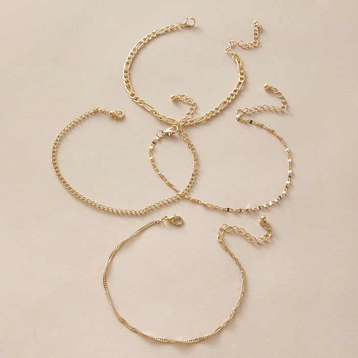 Fashion Chain Anklet Set with Simple Alloy Design