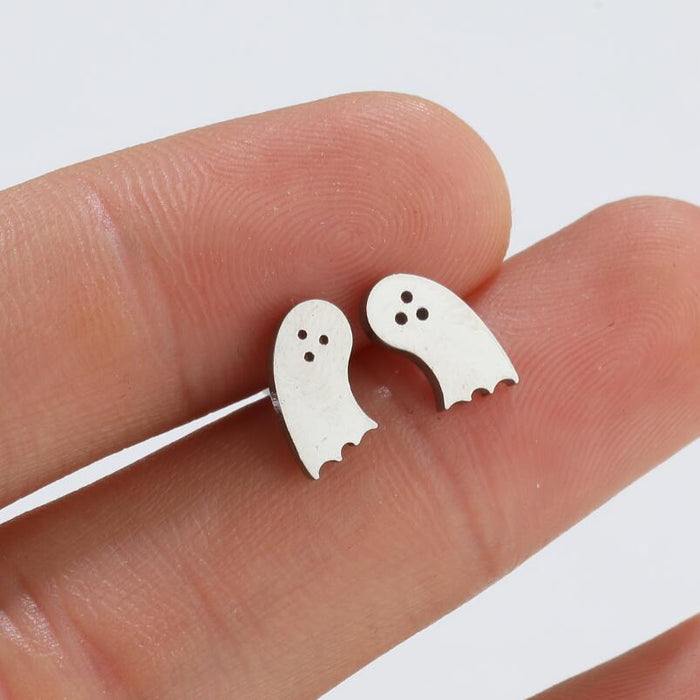 Ghost and Dinosaur Stainless Steel Earrings - 18K Gold Plated Halloween Jewelry