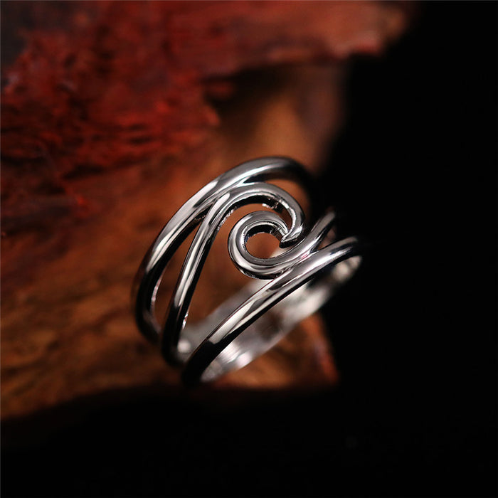 Simple geometric wave ring personality smooth index finger ring