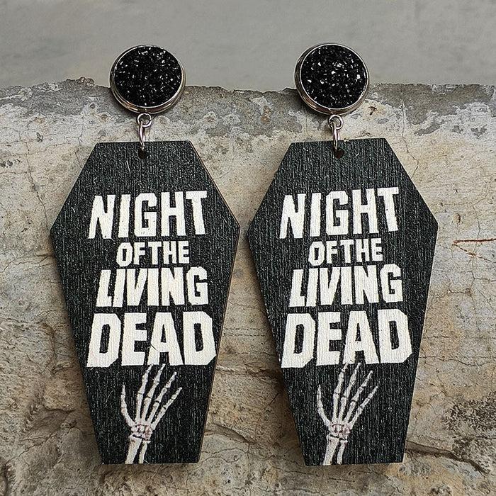 Halloween Earrings with Tomb, Bat, Cross, and Coffin Designs