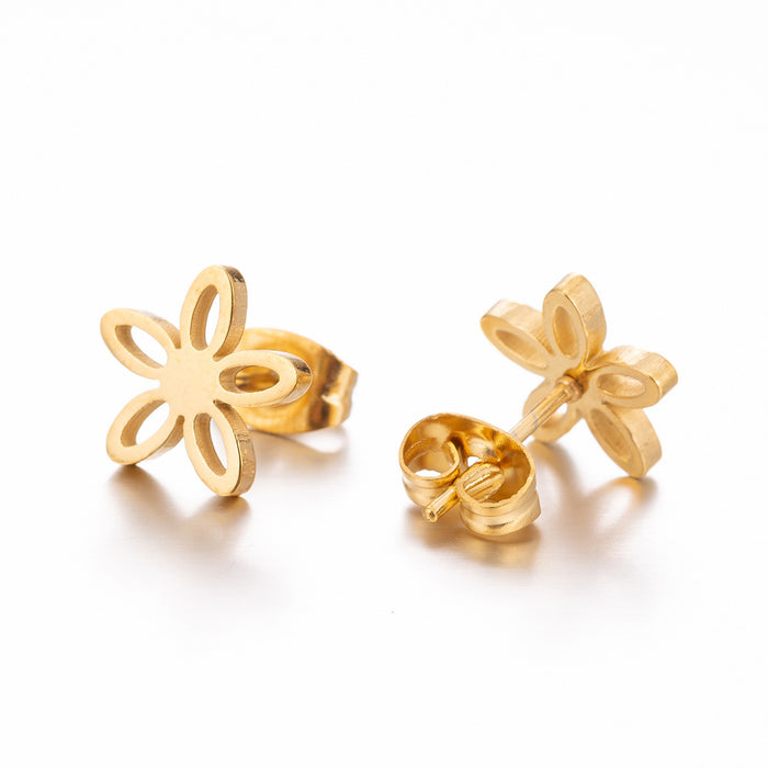 Flower Hollow Stainless Steel Stud Earrings - Simple and Elegant Jewelry