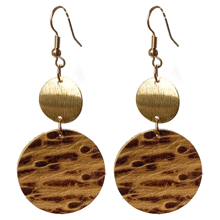 Vintage Geometric Metal and Leather Earrings for Modern Style