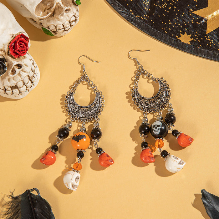 Halloween bat skull earrings dark style beaded earrings