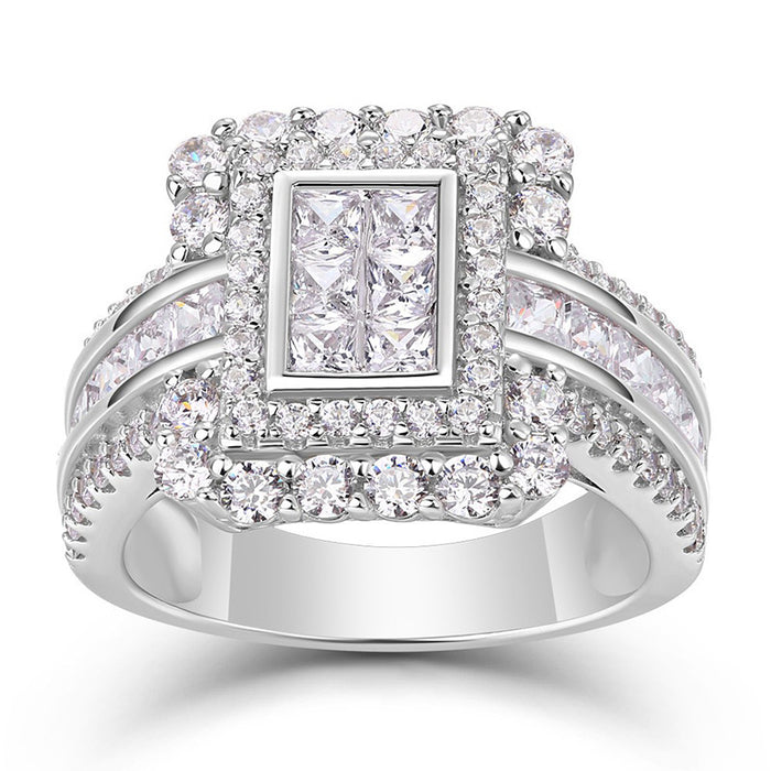 Princess square wedding ring wedding splicing diamond women's ring