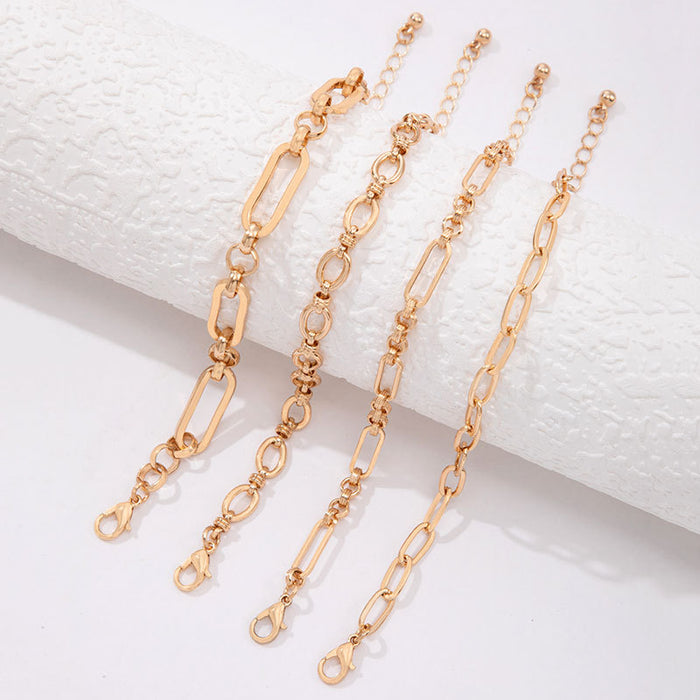 Chunky Chain Bracelet Set - Twisted Gold Women’s Jewelry