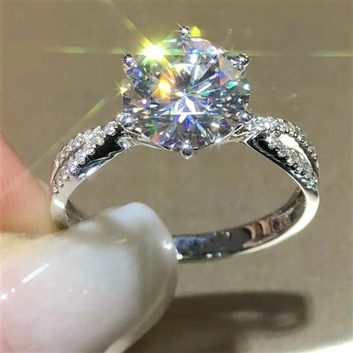 Six-claw micro-inlaid female ring simulation wedding ring wedding jewelry