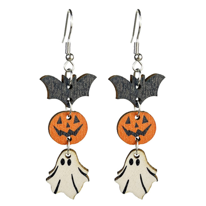 Halloween Wooden Skull Earrings