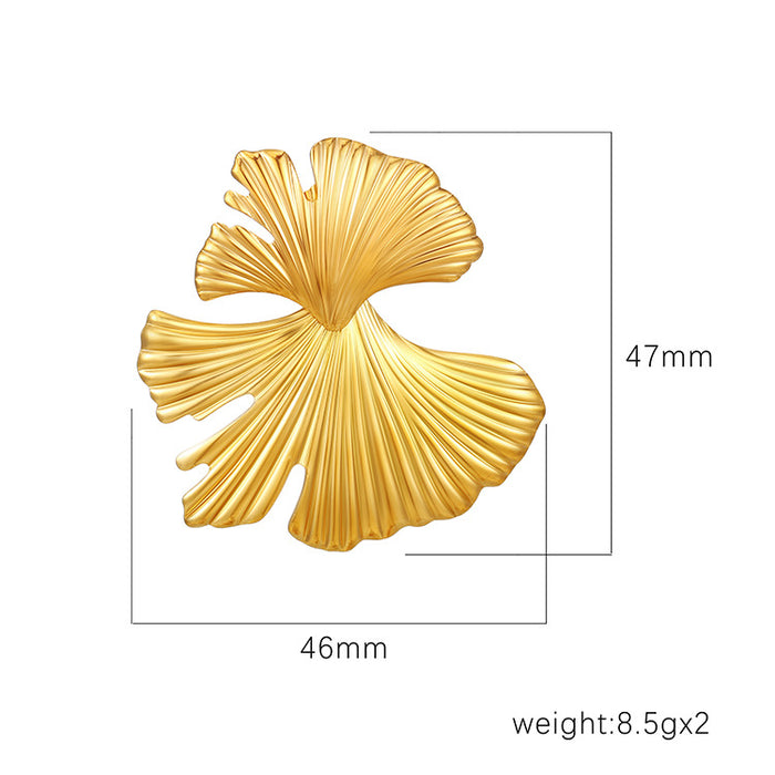 Exaggerated leaf earrings 18K gold-plated stainless steel earrings