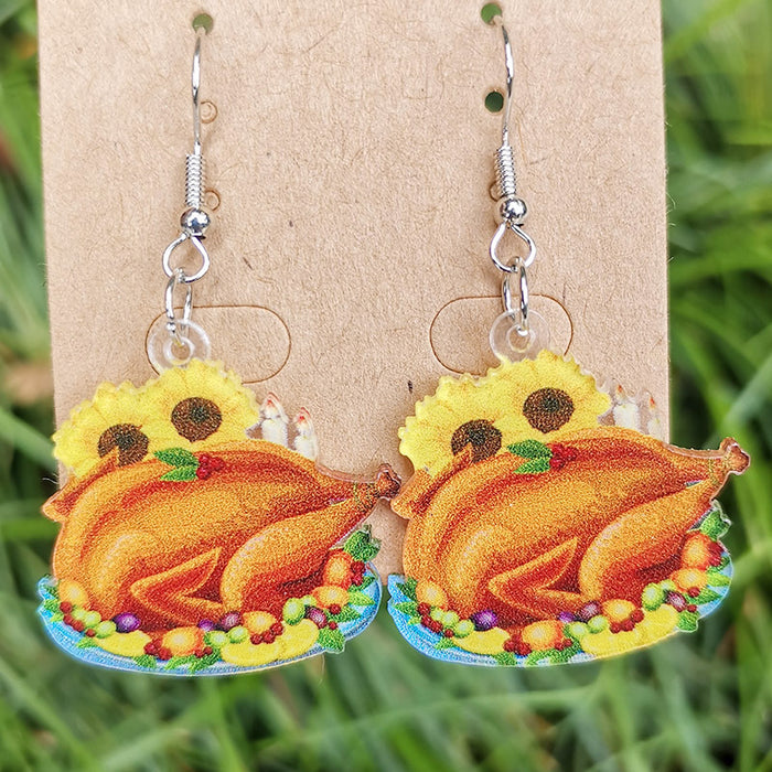 Thanksgiving Acrylic Turkey Earrings