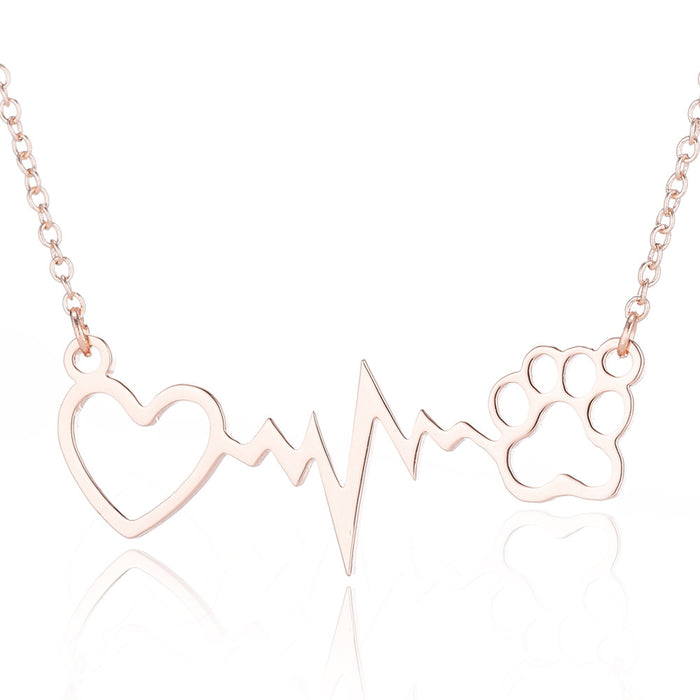 Heartbeat and Lightning Pendant Necklace - Geometric Animal Jewelry for Summer