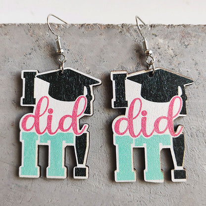 School season book wooden earrings