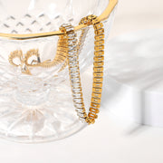 Trendy 6mm Wide Necklace - 18K Gold-Plated Stainless Steel with Square Cubic Zirconia Pendant - wallojewerly 