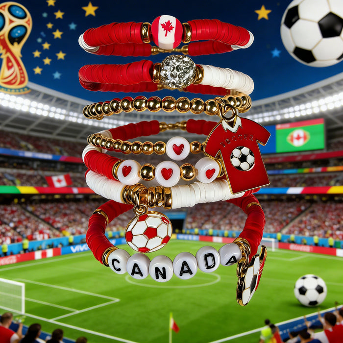 Wholesale 2026 World Cup Soccer-Themed Polymer Clay Bracelet Sets