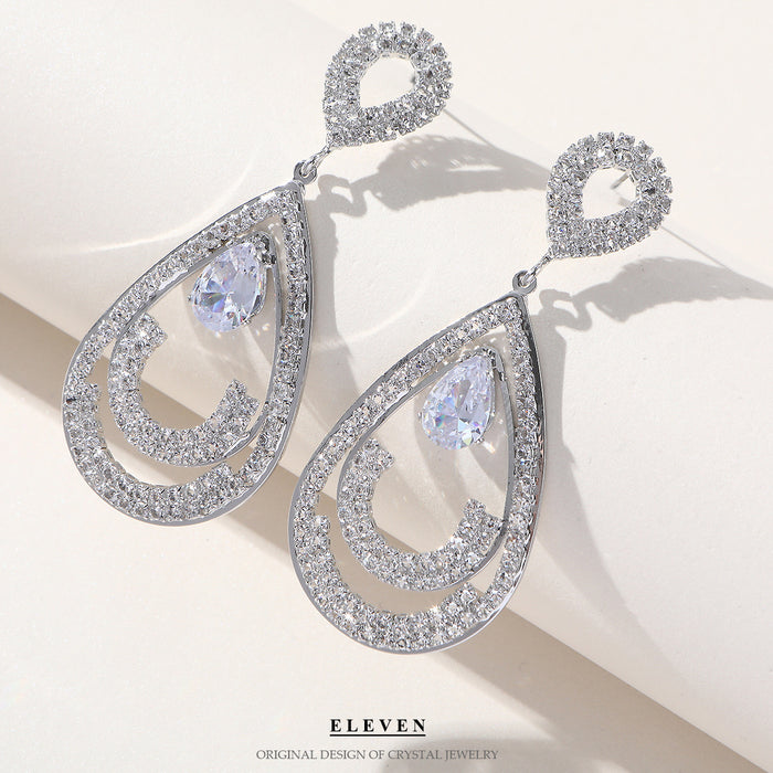 Colorful Zircon Fan Earrings - Heavy Rhinestone Dangles for Fall and Winter