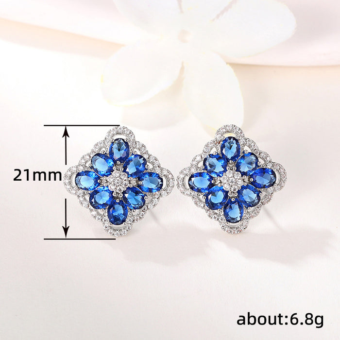 Blue enchantress flower earrings