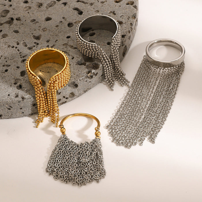 18k gold stainless steel tassel ring