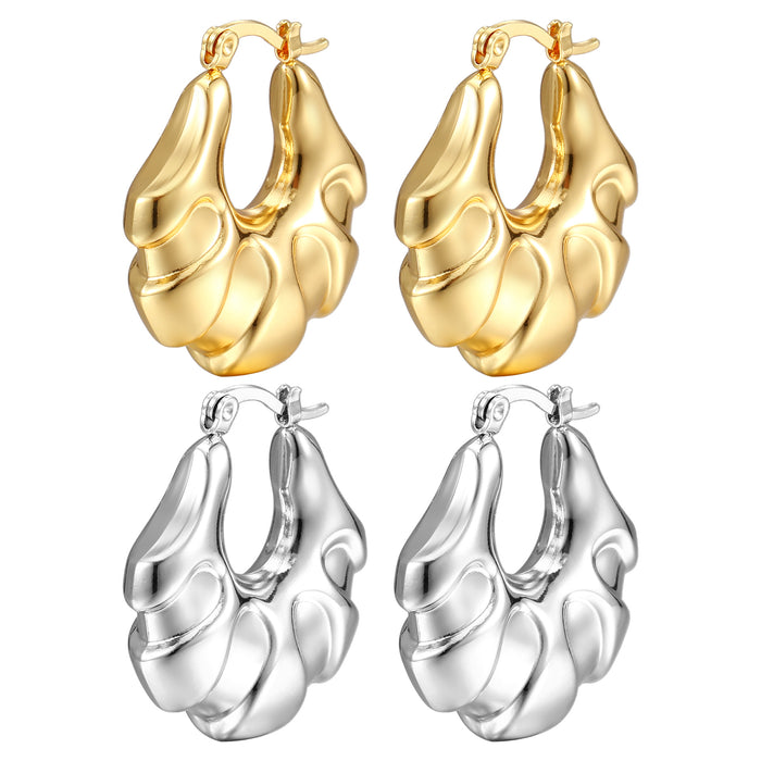 Pendientes huecos de acero inoxidable estilo tendencia Pendientes de mujer de acero titanio bañados en oro de 18 quilates