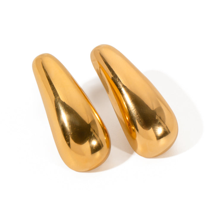 18K Gold Irregular Shape Earrings - Minimalist Streamlined Jewelry for Women