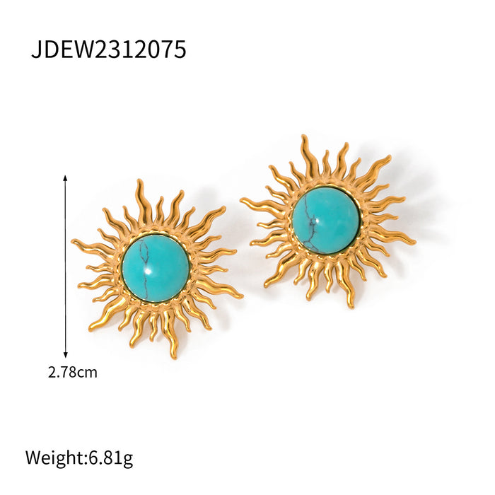 Stainless steel turquoise earrings zircon ear studs titanium steel earrings